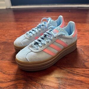 Adidas Women's Gazelle Light Blue and Pink Sneakers FITS LIKE 5.5